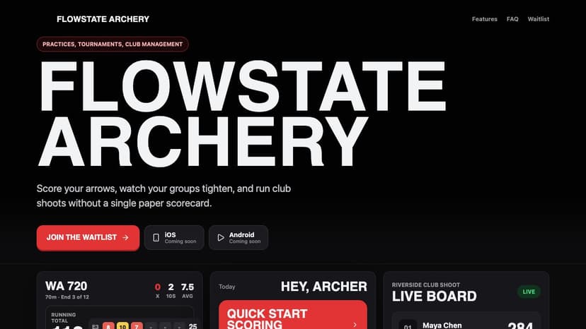 FlowState Archery website preview